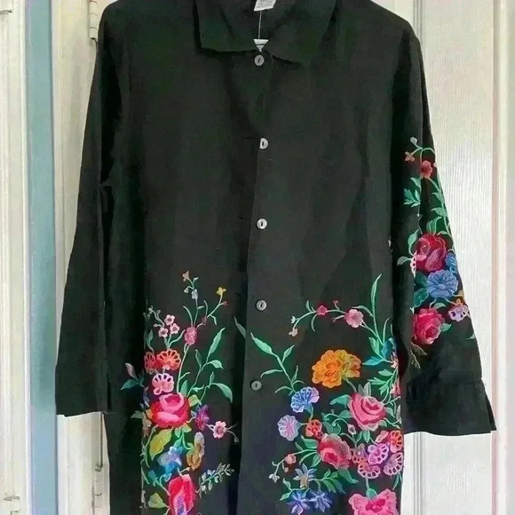 Linea by Louis Dell’Olio Embroidered Linen Tunic size Small. - Picture 1 of 3